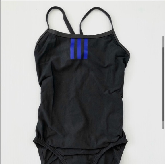 NEW Adidas Gray Solid Three Stripes C-Back One Piece Swimmer Waterpolo - Picture 3 of 8